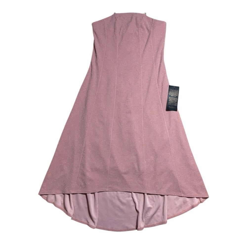 Bebe Rose Pink Shimmer Strapless Midi Flare Dress Womens L